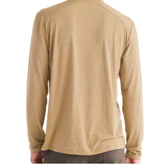 FREE FLY Men's Bamboo Flex Henley in Heathered Wheat. Size L NWT - Picture 2 of 13